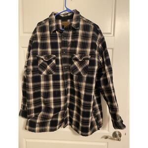 St. John’s Bay Men's Flannel Shirt Jacket Plaid Shacket Brown Black SZ XXL 2XL